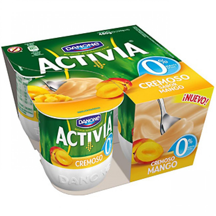 DANONE ACTIVIA CREMOSO 0 yogur desnatado cremoso de mango pack 4
